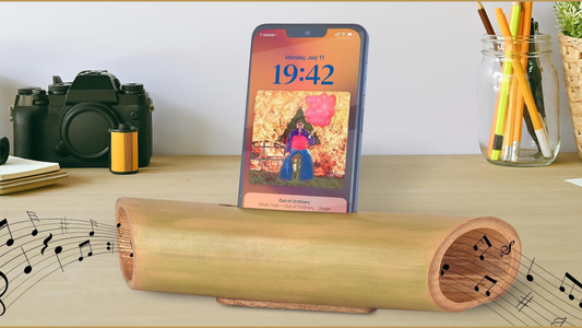 Naturecrafted Bamboo Made Mobile Holder (Stand) with Natural Acoustic Enhance Sound