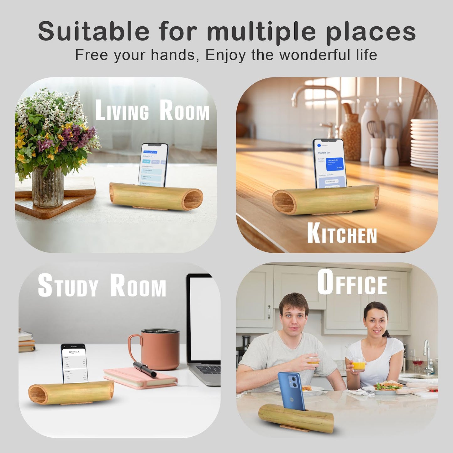 Naturecrafted Bamboo Made Mobile Holder (Stand) with Natural Acoustic Enhance Sound